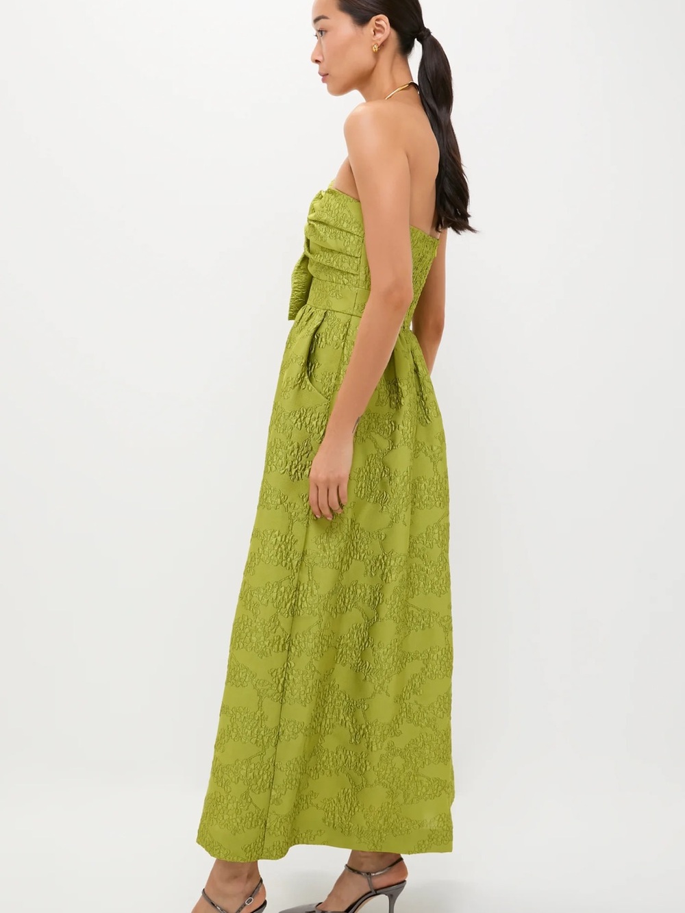 Tuckernuck Strapless Bow-Front Midi Dress in Chartreuse - Picture 2 of 6